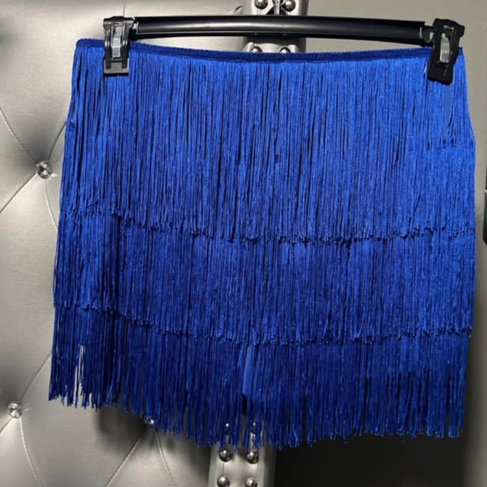 New Blue Fringe Skirt size M